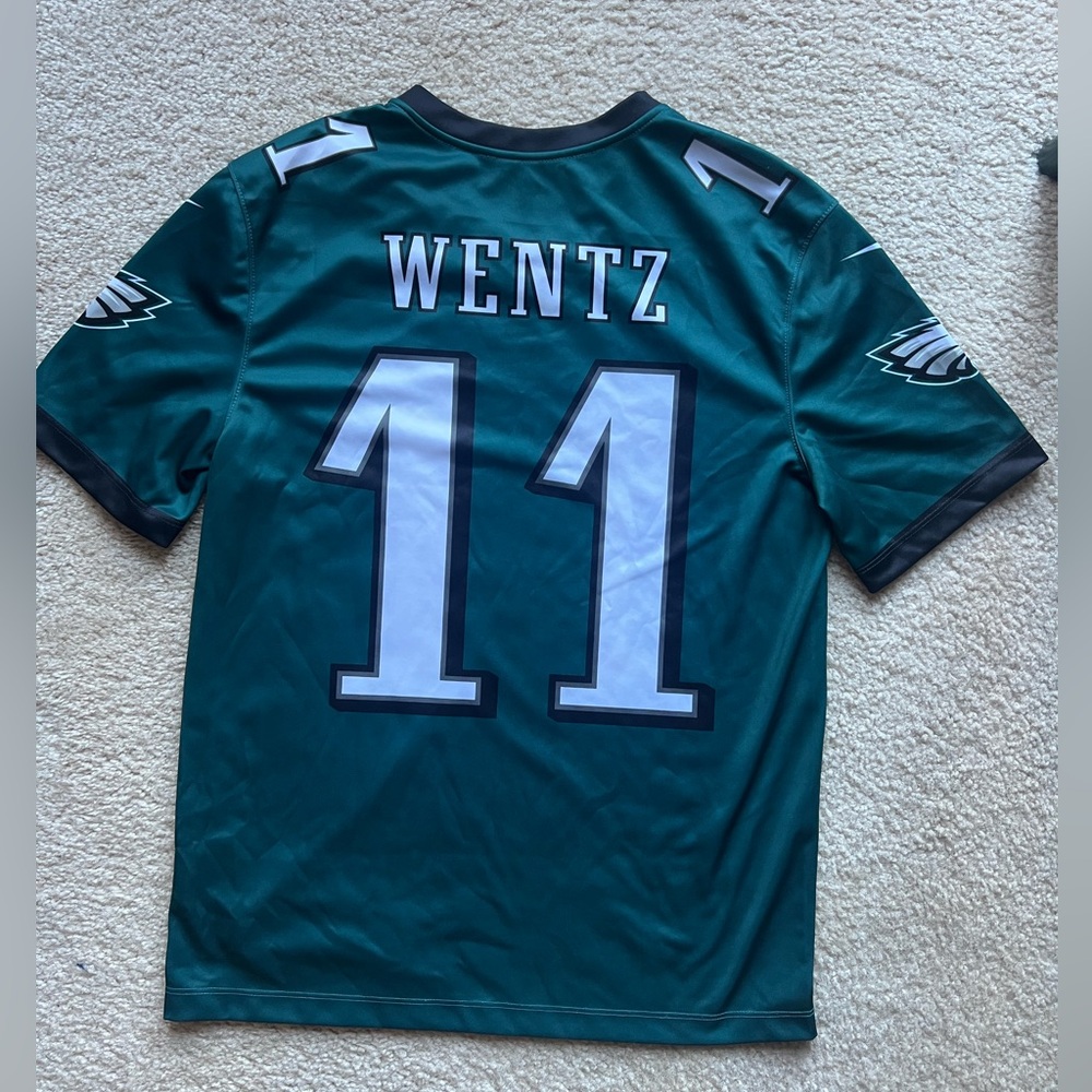 NFL Men’s Medium Wentz Green and White Dri-fit Onfield Apparel Nike Jersey